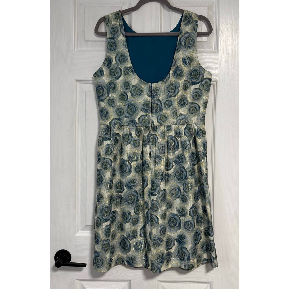 Belle Badgley Mischka Women's Floral Metallic Scoop Back Dress Size 12 - Picture 10 of 13